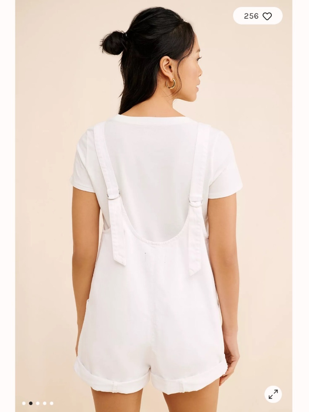 Free People High Roller Shortalls in Optic White Cotton - Picture 3 of 10